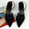 Elegant Black Mesh Embroidery Women Pumps, Sexy Pointed Toe Beaded High Heels & Designer Summer Party Heeled Sandals