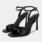 Elegant Black Patent Leather Ankle Strap High Heels Sexy Square Toe Heeled Sandals For Womens Summe 7