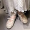 Fashion Embroidery Pearl Mesh Ballet Flats Women Hollow Round Toe Flat Sandals With Elegant Belt Bu 1