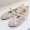 Fashion Embroidery Pearl Mesh Ballet Flats Women Hollow Round Toe Flat Sandals With Elegant Belt Bu 5