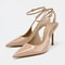 Sexy Nude Patent Leather Ankle Strap Buckle Women Pumps Pointed Toe Stiletto Heels Sandal For Party 0