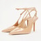 Sexy Nude Patent Leather Ankle Strap Buckle Women Pumps Pointed Toe Stiletto Heels Sandal For Party 6