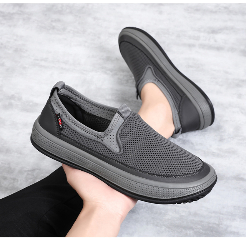 Lightweight Mens Mesh Shoes For Summer Breathable Soft Sole Casual Walking Shoes With Solid Color V 5