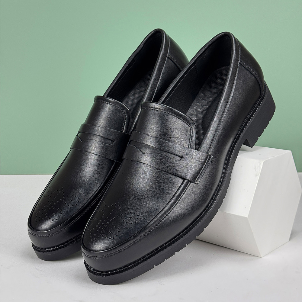 Elegant Mens Formal Leather Oxford Loafers British Style Round Toe NonSlip Business Dress Wedding O 1
