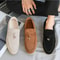 Mens Genuine Suede Leather Loafers Classic British Tassel Moccasins Fashion Casual Driving Shoes F 0