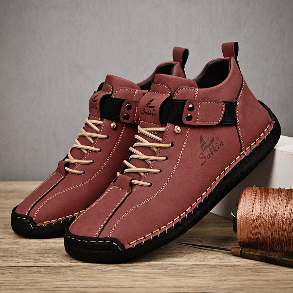 Handmade Leather Casual Men Shoes, Stylish Breathable Sneakers & Durable Outdoor Ankle Boots