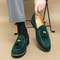Luxury Tassel Leather Slip On Loafers For Men Round Toe Patchwork Suede Dress Shoes Fashion Formal 5
