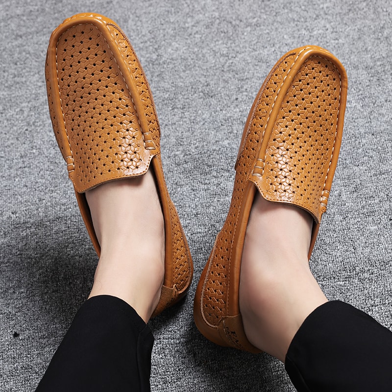 Luxury Italian Designer Mens Loafers Soft Genuine Leather Casual Moccasins Breathable SlipOn Boat S 2