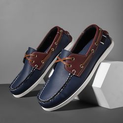 slip on mens trendy apron toe loafers, comfortable non slip shoes for outdoor travel & casual spring summer wear
