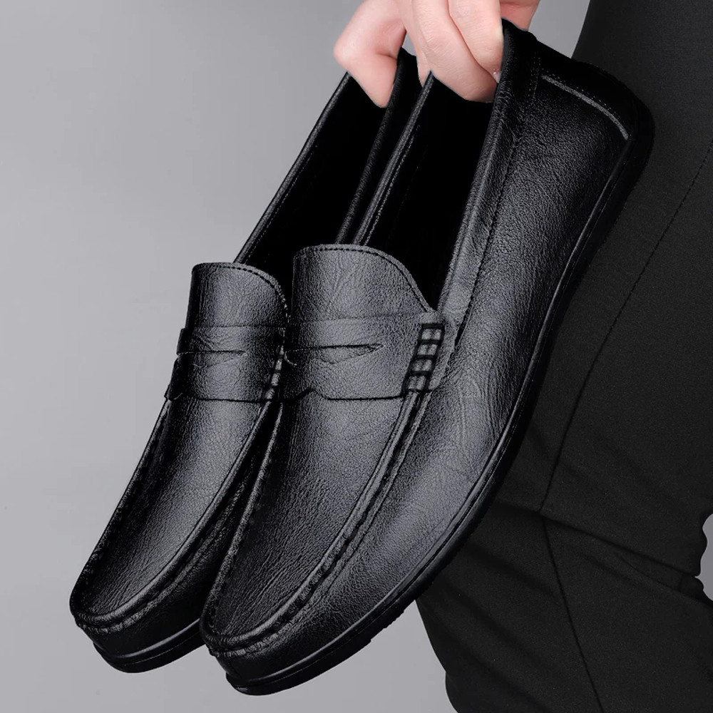 Luxury Genuine Leather Men Casual Shoes Breathable Formal Dress Loafers SlipOn Boat Shoes For Styl 0