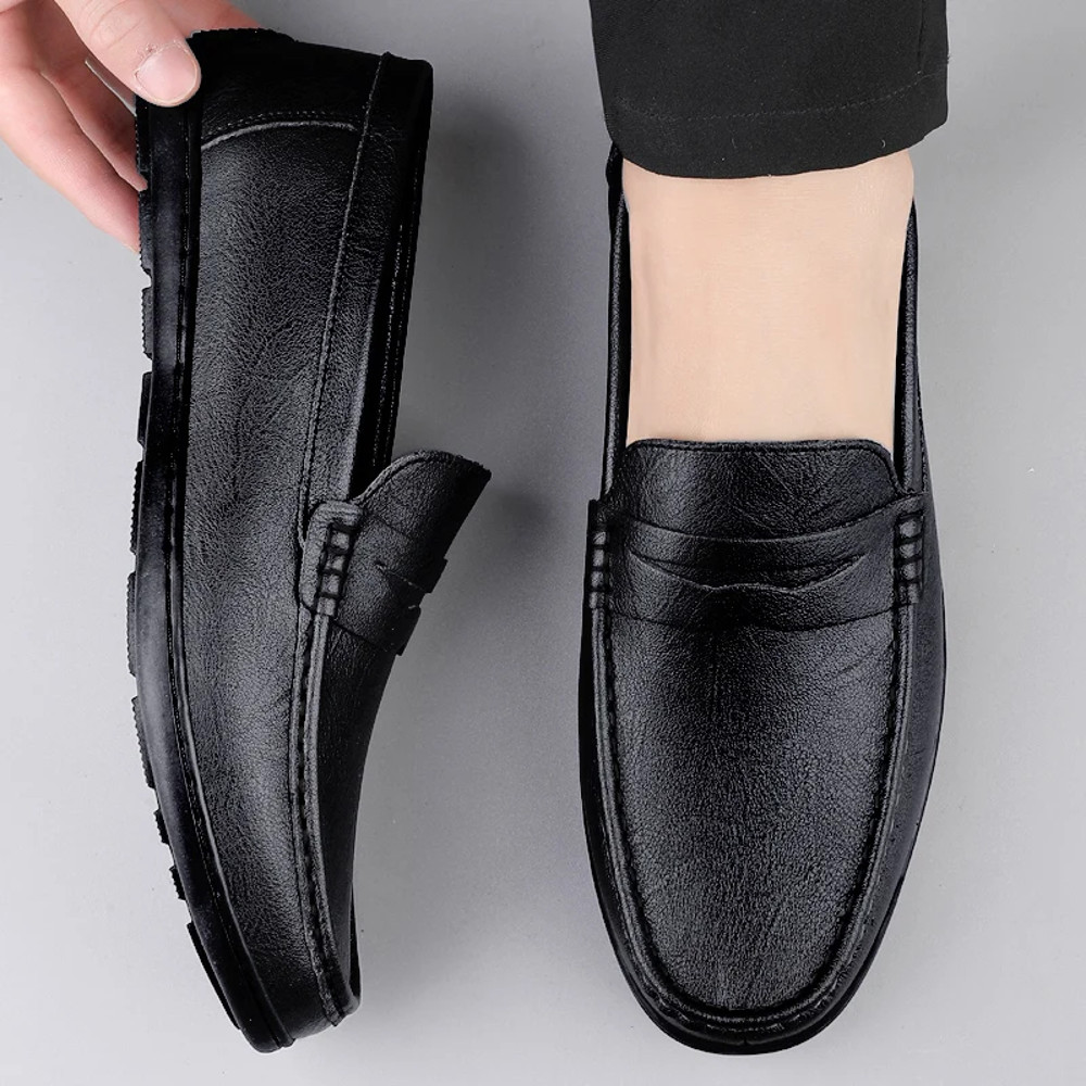 Luxury Genuine Leather Men Casual Shoes Breathable Formal Dress Loafers SlipOn Boat Shoes For Styl 2