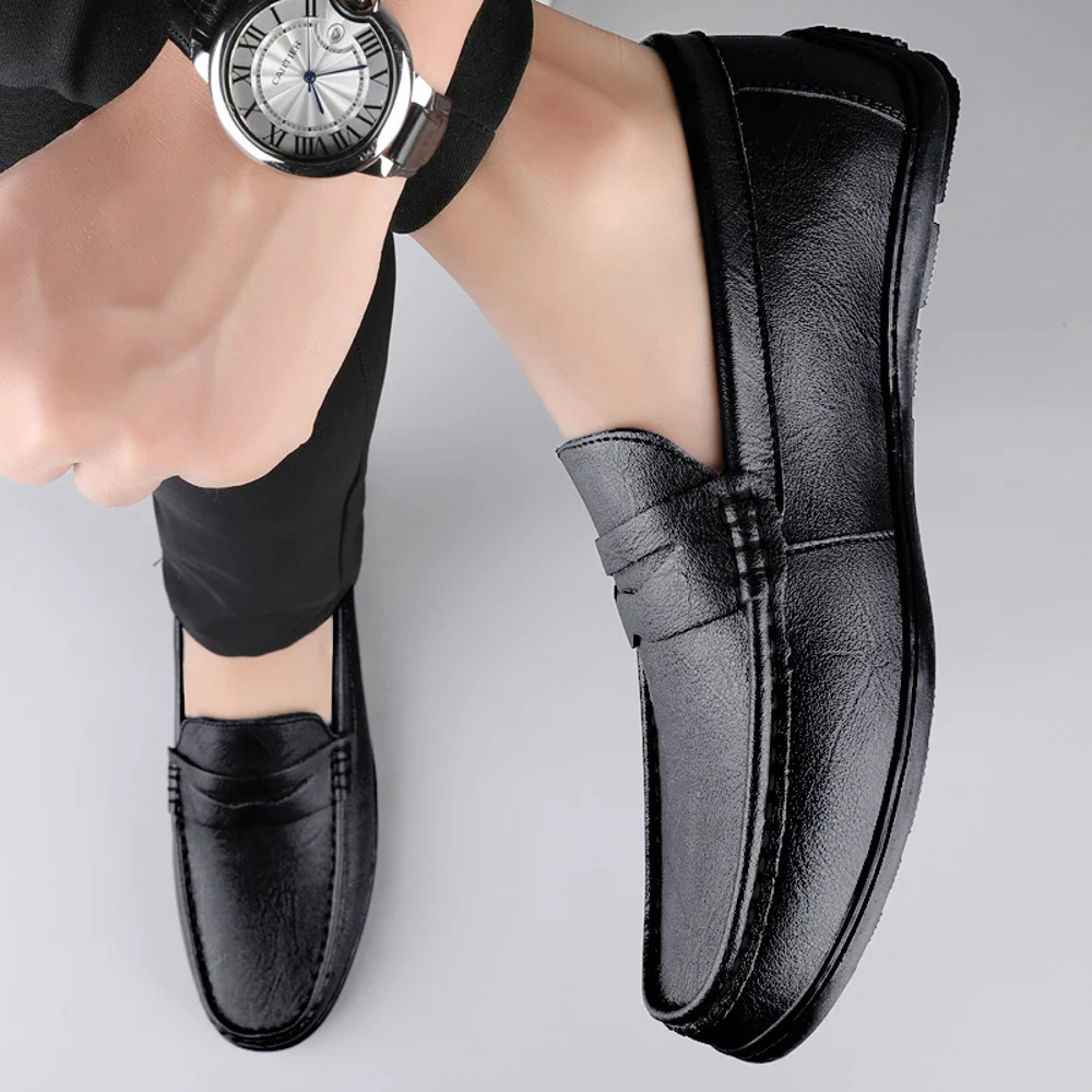 Luxury Genuine Leather Men Casual Shoes Breathable Formal Dress Loafers SlipOn Boat Shoes For Styl 4