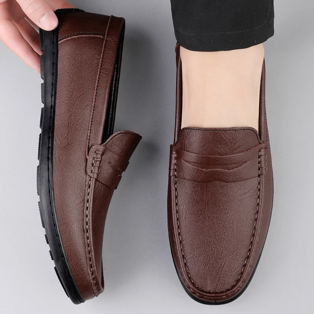 Luxury Genuine Leather Men Casual Shoes Breathable Formal Dress Loafers SlipOn Boat Shoes For Styl 5