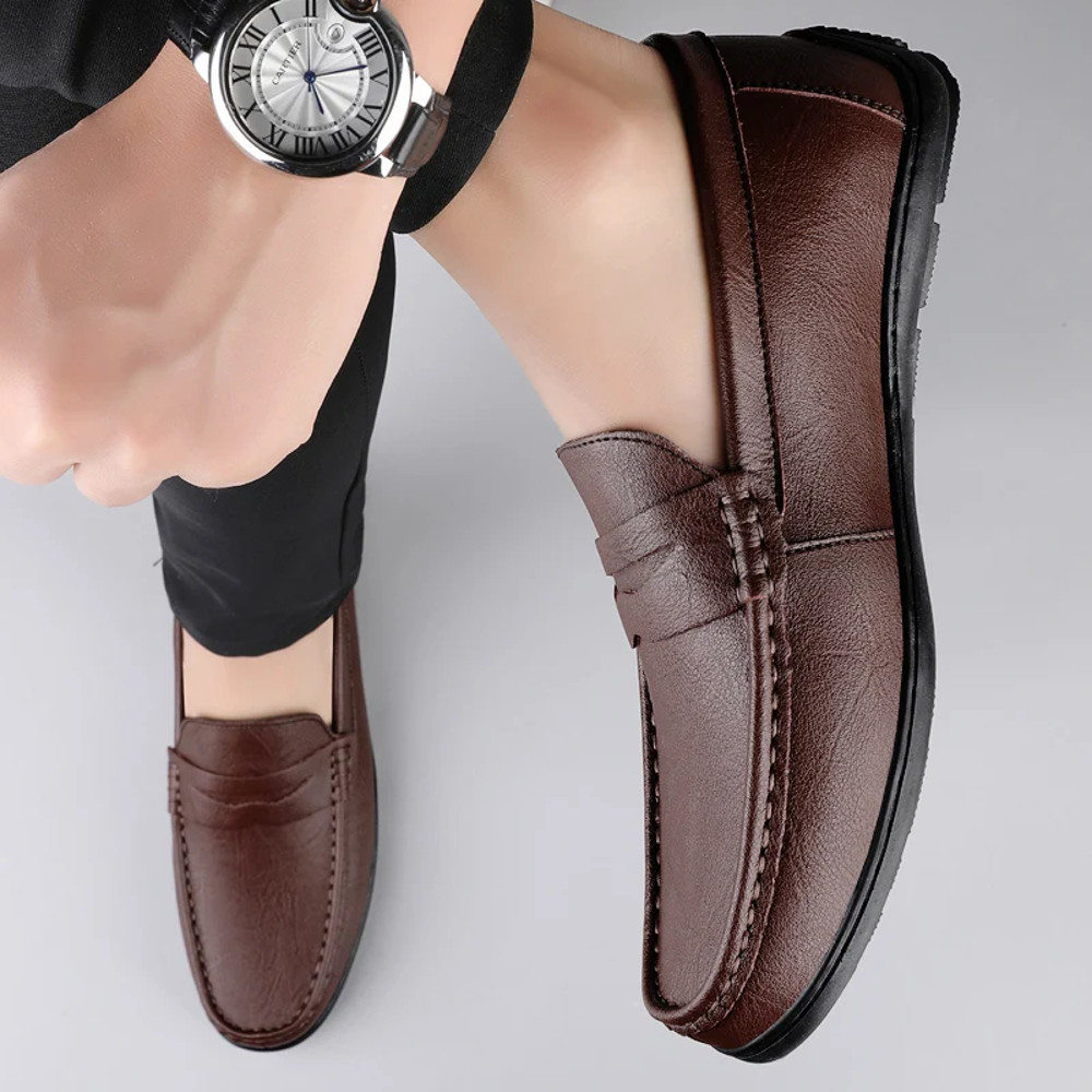 Luxury Genuine Leather Men Casual Shoes Breathable Formal Dress Loafers SlipOn Boat Shoes For Styl 3