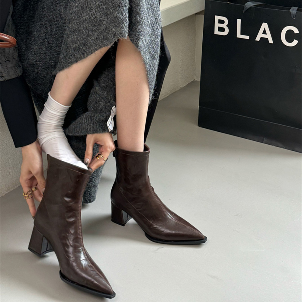 Elegant High Heel Pointed Toe Women Ankle Boots Slim Short Booties For Autumn Winter Ladies 1