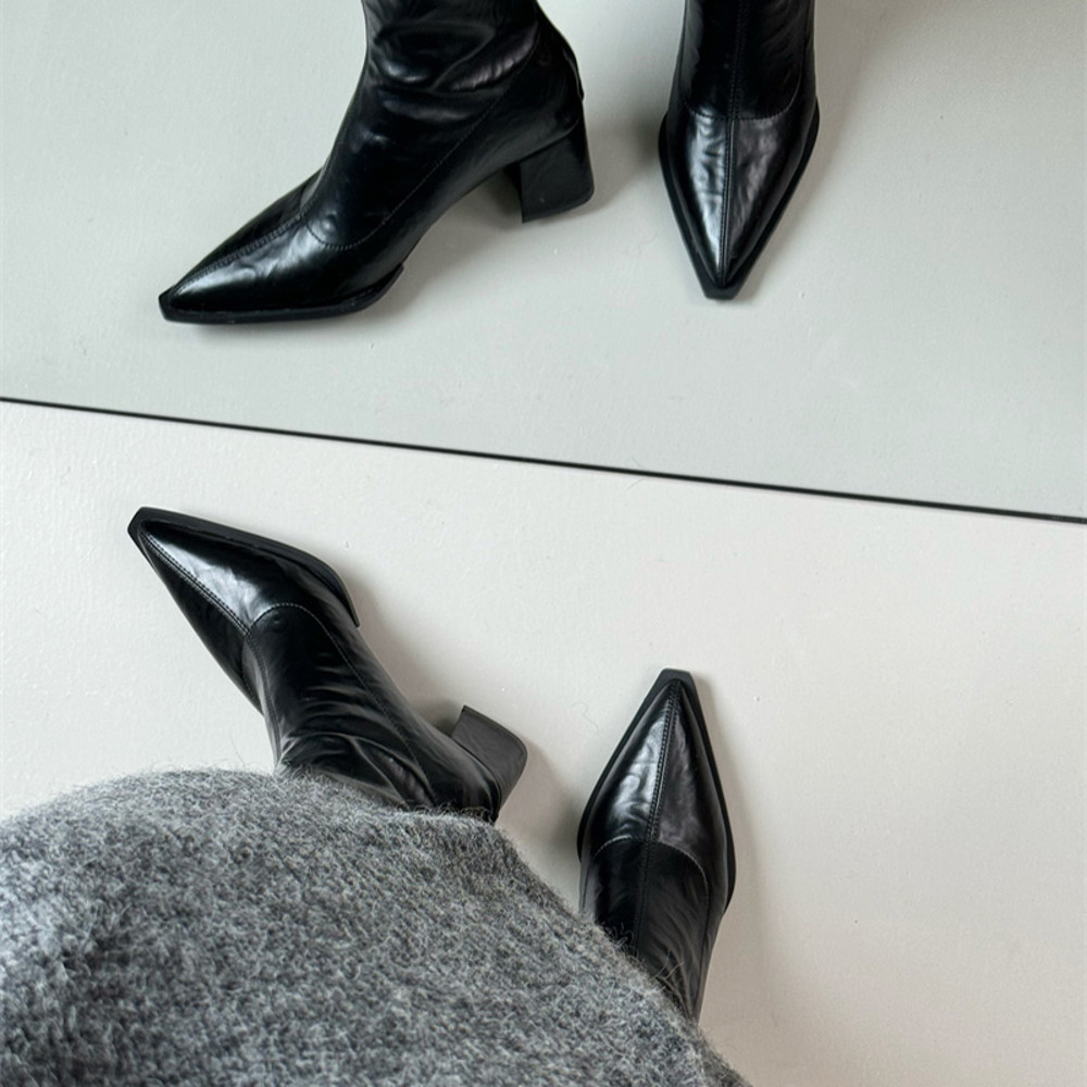 Elegant High Heel Pointed Toe Women Ankle Boots Slim Short Booties For Autumn Winter Ladies 4