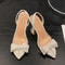 Elegant Liyke Fashion Design White Pearl Bowknot Women Pumps Transparent PVC High Heels For Wedding 1
