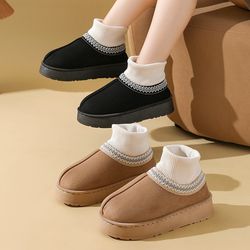 luxury winter womens slippers, fluffy indoor plush ankle boots, designer fuzzy fur snow booties for cozy home comfort