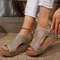 Chic Womens Sandals High Heels With Wedges Summer Platform Peep Toe Heeled Slippers Sandals 4