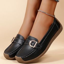 womens soft leather flats, low heel casual white loafers slip-on elegant flat shoes for everyday comfort