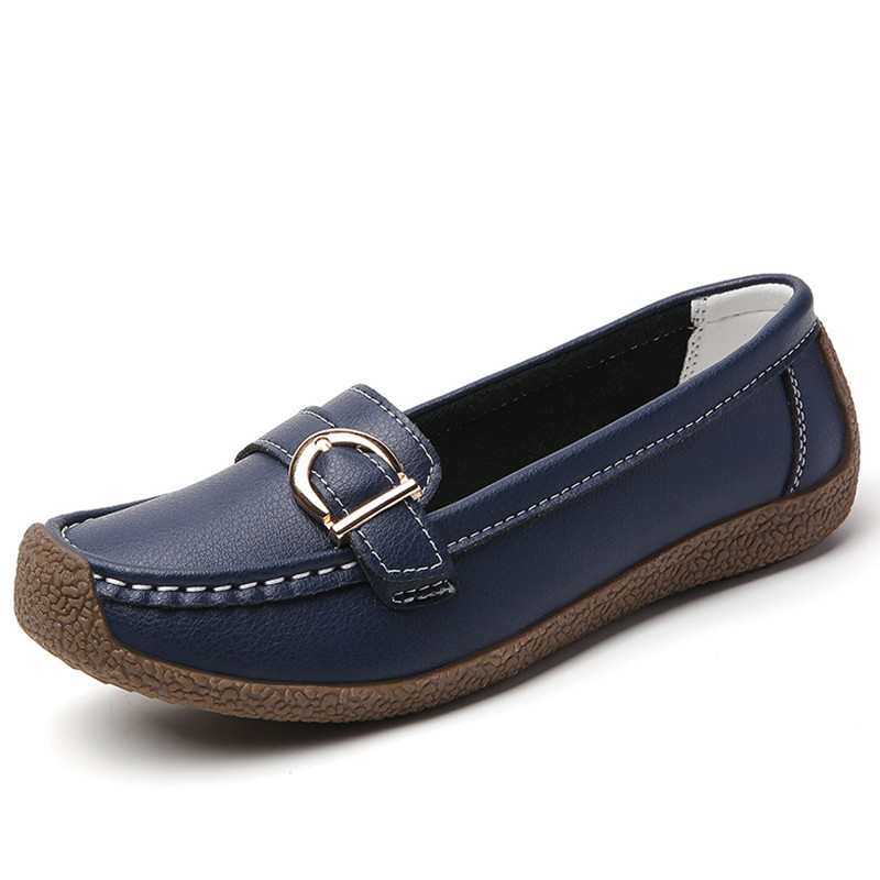 Womens Soft Leather Flats Low Heel Casual White Loafers SlipOn Elegant Flat Shoes For Everyday Comf 8