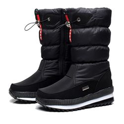 fashion women winter boots thick plush waterproof snow shoes, non-slip warm fur platform boots for cold weather