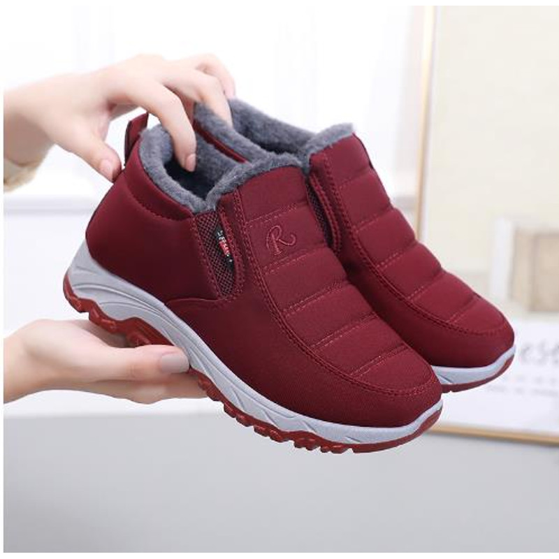 Waterproof Womens Boots, Slip On Winter Snow Shoes with Plush Lining, Casual Ankle Botas for Women