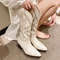 Embroidered Vintage Square Head Thick Heel Cowboy Boot For Women Stylish Autumn Western Cowboy Boot 3