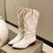 Embroidered Vintage Square Head Thick Heel Cowboy Boot For Women Stylish Autumn Western Cowboy Boot 6