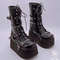 Trendy Autumn Women Boots Buckle Wedges Platform Combat Boots Punk Goth Street Style Round Toe Boot 0