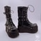 Trendy Autumn Women Boots Buckle Wedges Platform Combat Boots Punk Goth Street Style Round Toe Boot 2