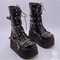 Trendy Autumn Women Boots Buckle Wedges Platform Combat Boots Punk Goth Street Style Round Toe Boot 5
