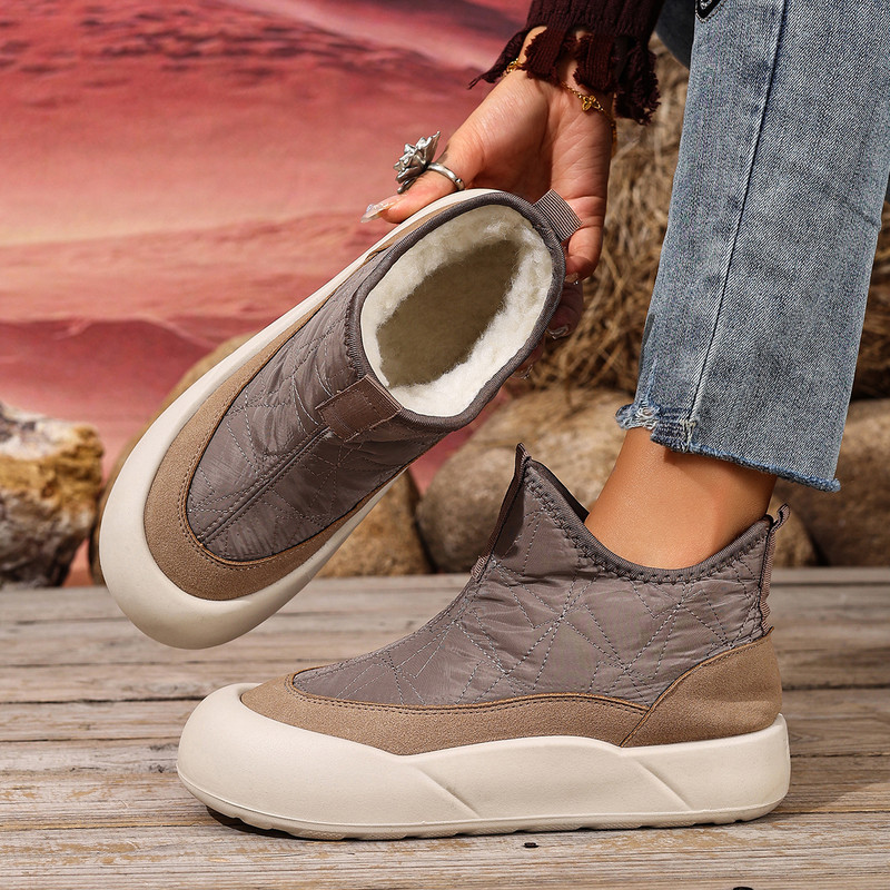 Womens Winter Down Cloth Snow Boots NonSlip Thick Bottom FleeceLined Soft Cotton Shoes For Cold Wea 1