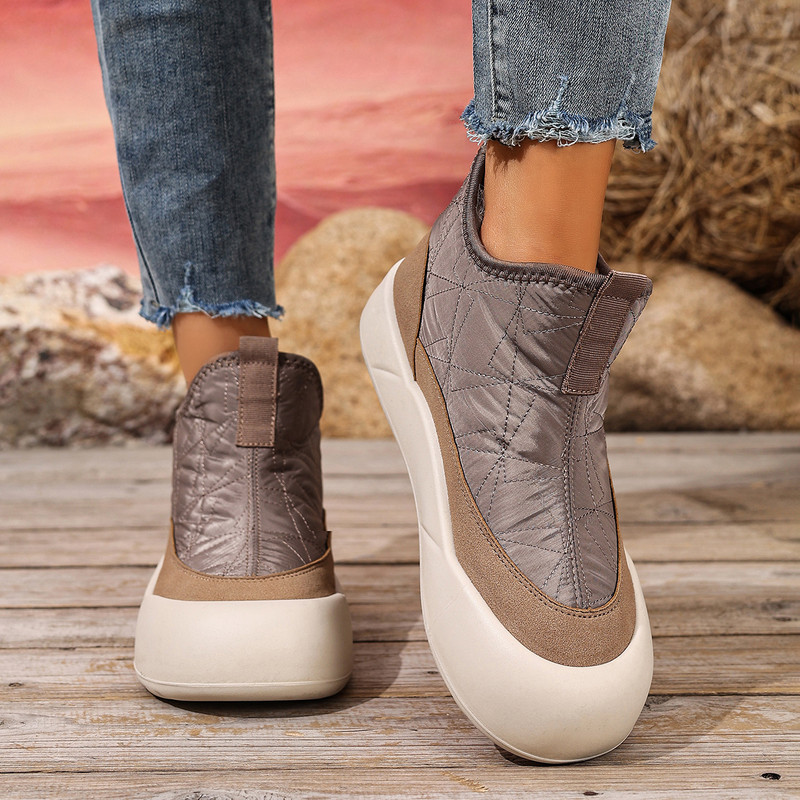 Womens Winter Down Cloth Snow Boots NonSlip Thick Bottom FleeceLined Soft Cotton Shoes For Cold Wea 4