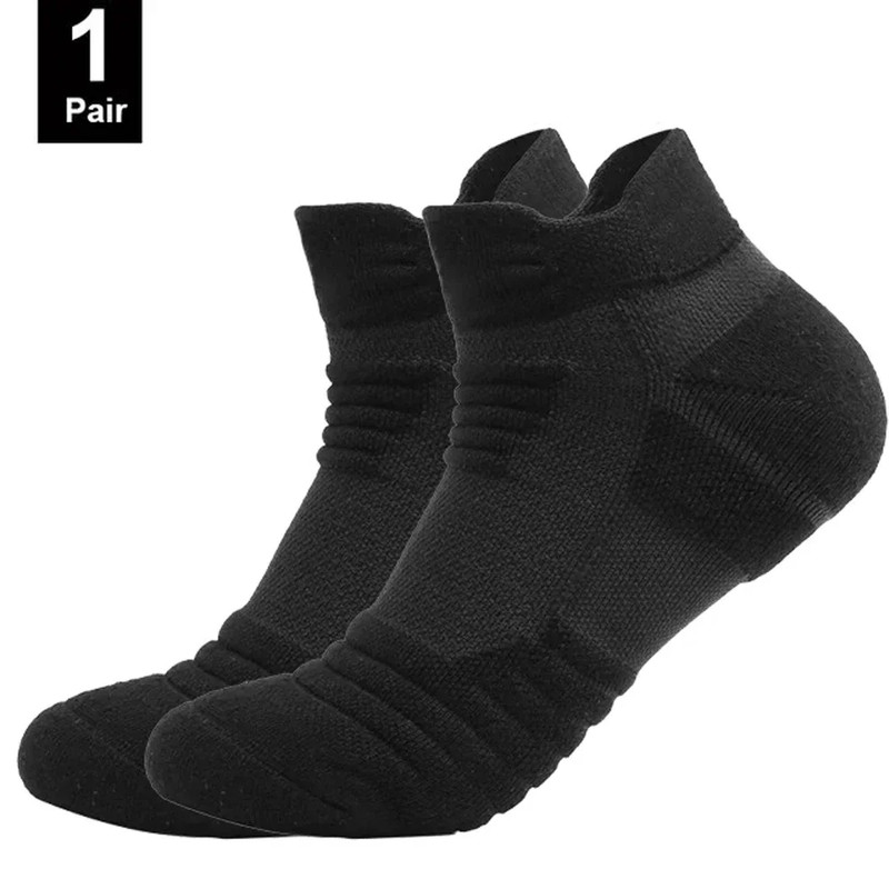 Sports Running And Basketball Socks New Fitness Flight Short Tube Design With Towel Bottom Solid Bl 6