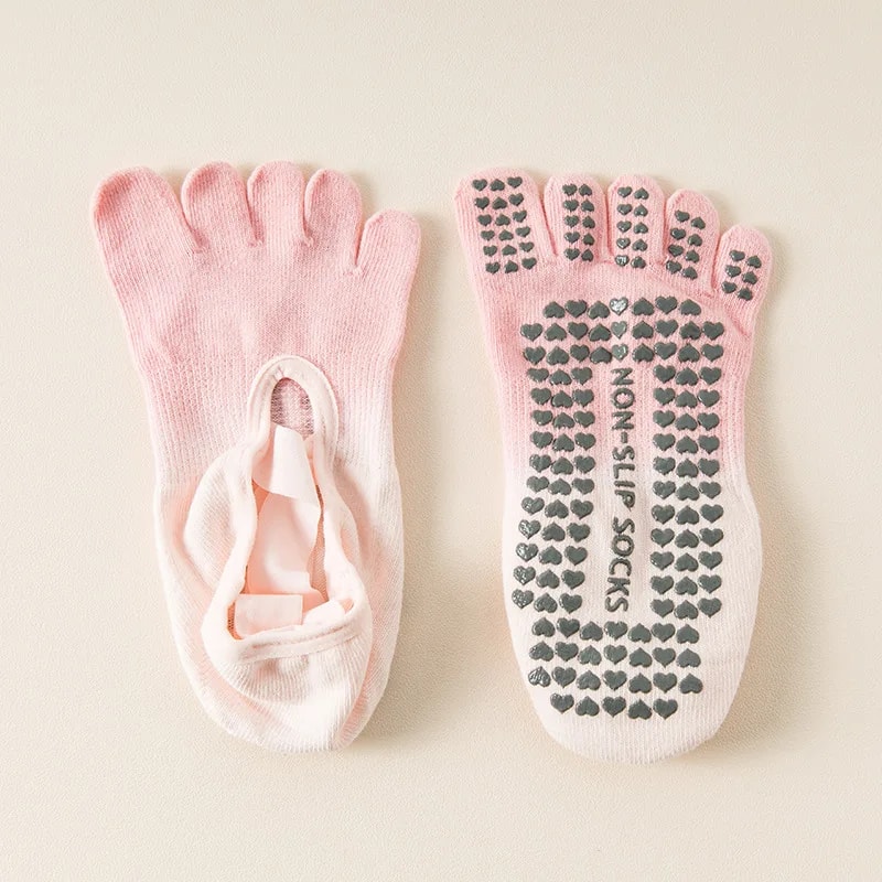 Professional Non-Slip Gradient Yoga Socks with Silicone Grip, Breathable Backless Five-Toe Pilates Socks for Indoor Fit