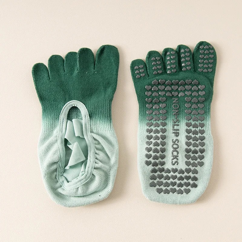 Professional Non-Slip Gradient Yoga Socks with Silicone Grip, Breathable Backless Five-Toe Pilates Socks for Indoor Fit