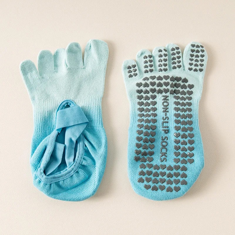 Professional Non-Slip Gradient Yoga Socks with Silicone Grip, Breathable Backless Five-Toe Pilates Socks for Indoor Fit