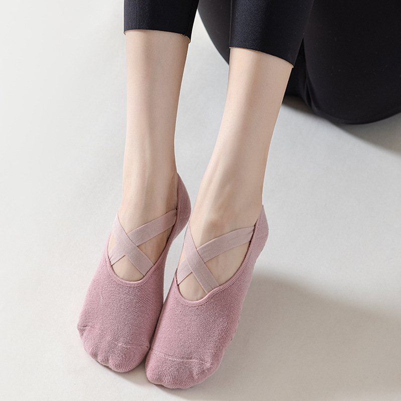 Womens Professional Yoga Socks, Anti-Slip Silicone Pilates & Fitness Socks, Breathable Cotton Gym Dance Sports Socks