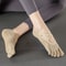 Womens Five-Finger Yoga Socks, Breathable Backless Pilates Socks with Anti-Slip Silicone Sole