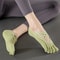 Womens Five-Finger Yoga Socks, Breathable Backless Pilates Socks with Anti-Slip Silicone Sole