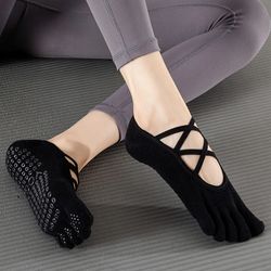 womens breathable backless yoga socks, anti-slip bandage design for pilates, dance & indoor workouts