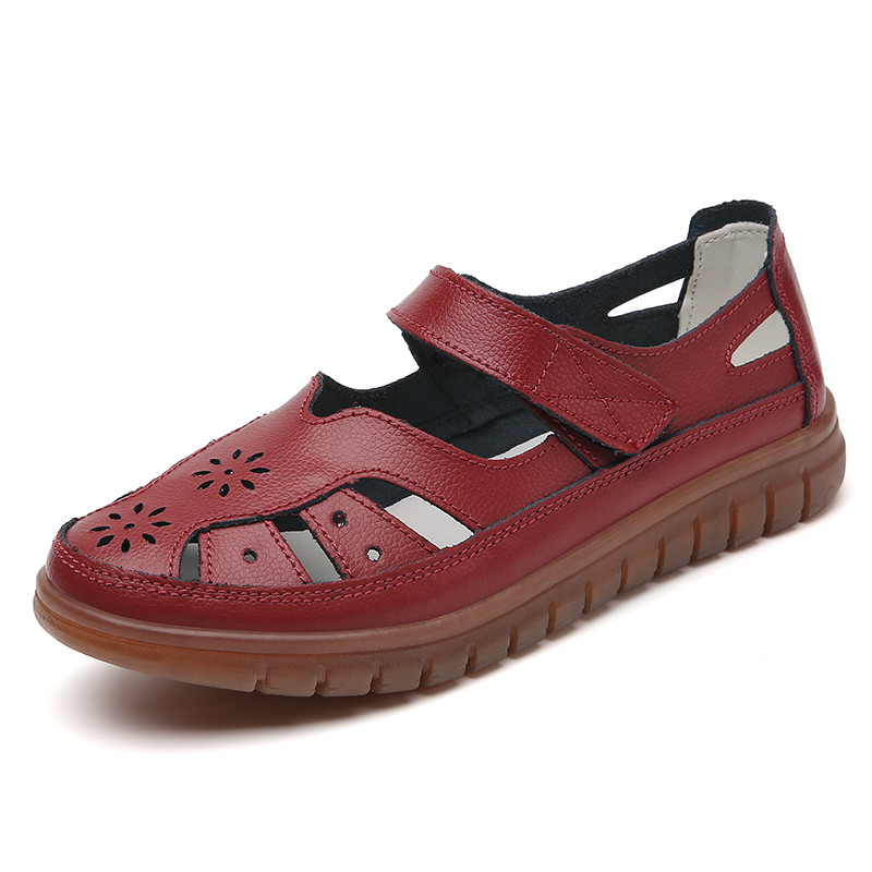 Womens Fashion Sandals, Breathable Leather Slippers & Non-Slip Casual Roman Shoes for Summer Comfort