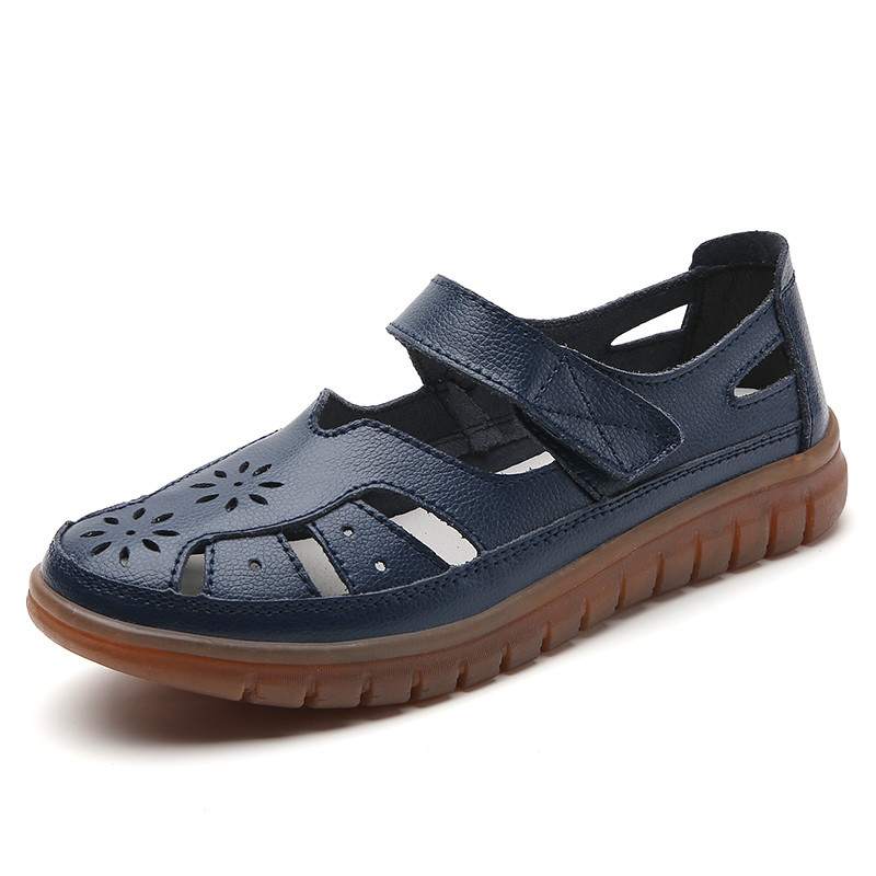 Womens Fashion Sandals, Breathable Leather Slippers & Non-Slip Casual Roman Shoes for Summer Comfort