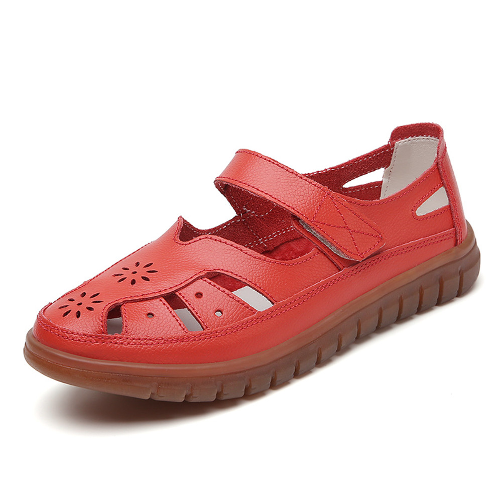 Womens Fashion Sandals, Breathable Leather Slippers & Non-Slip Casual Roman Shoes for Summer Comfort