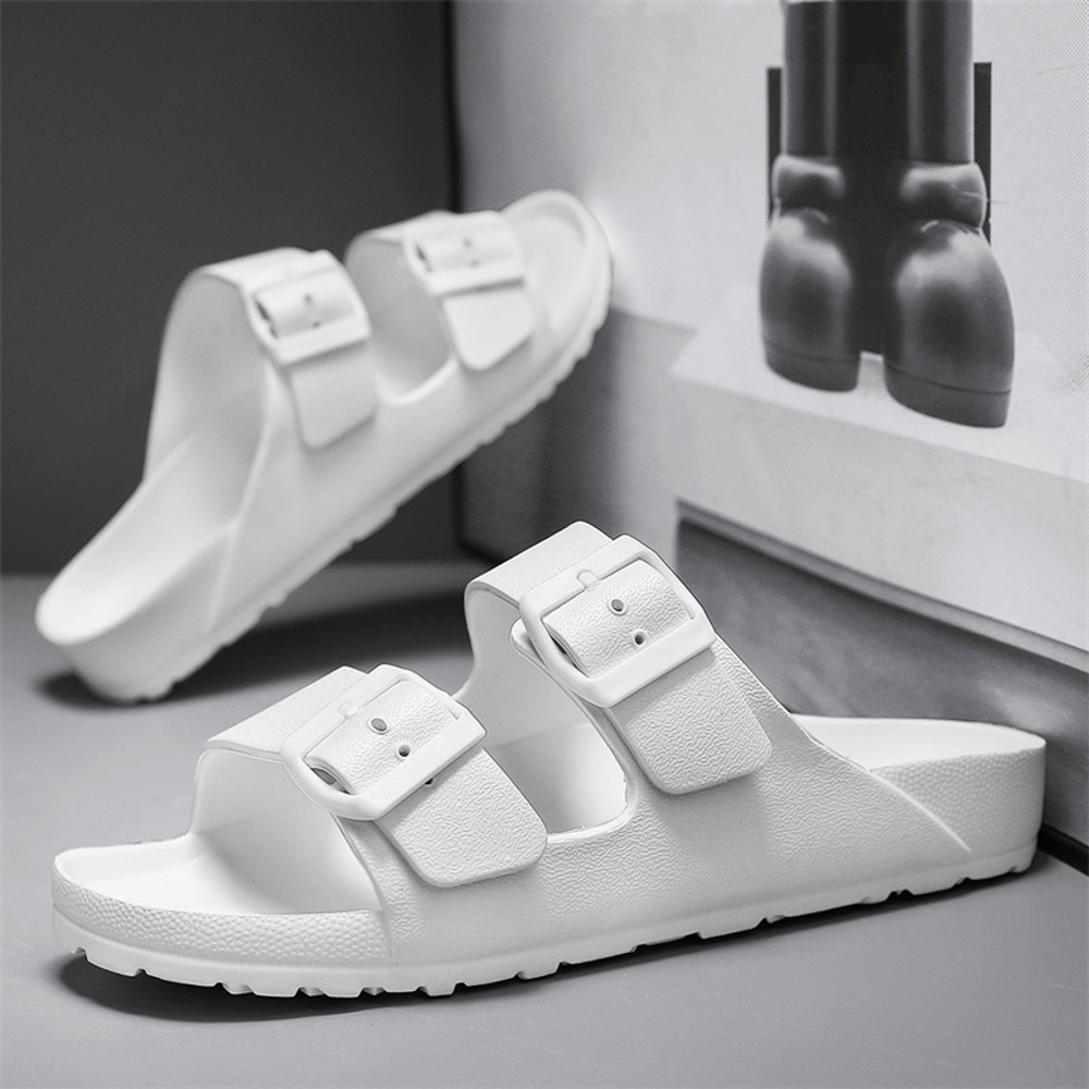 Mens Summer Adjustable EVA Cloud Slides, Soft, Non-Slip Lightweight Beach Sandals with Flat Comfort Design