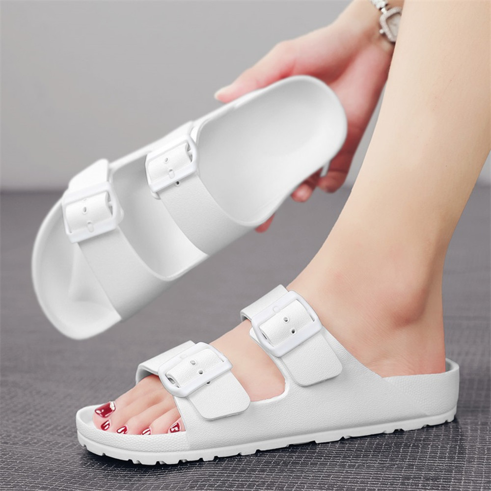 Mens Summer Adjustable EVA Cloud Slides, Soft, Non-Slip Lightweight Beach Sandals with Flat Comfort Design