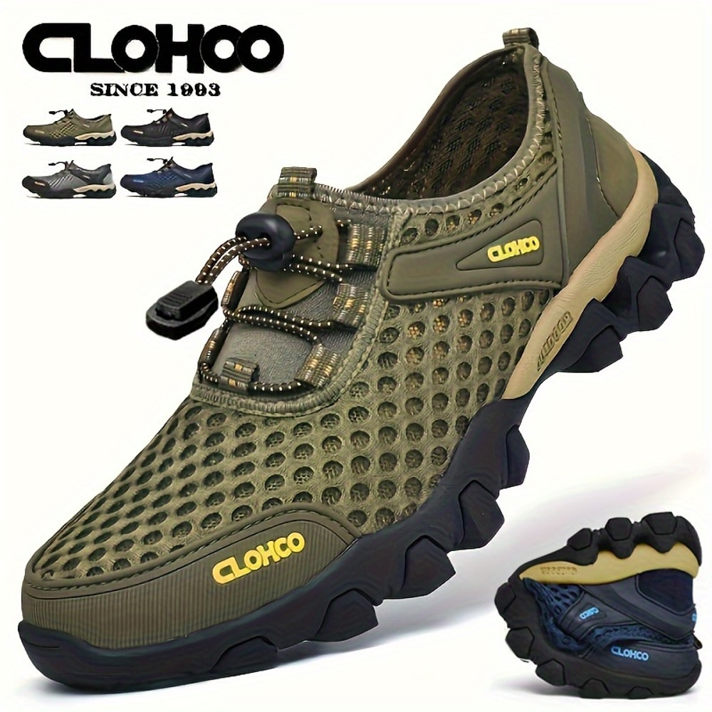 Mens Outdoor Camp Walking Shoes, Lightweight Mesh Sports Shoes with Non-Slip Rubber Soles for Summer Comfort