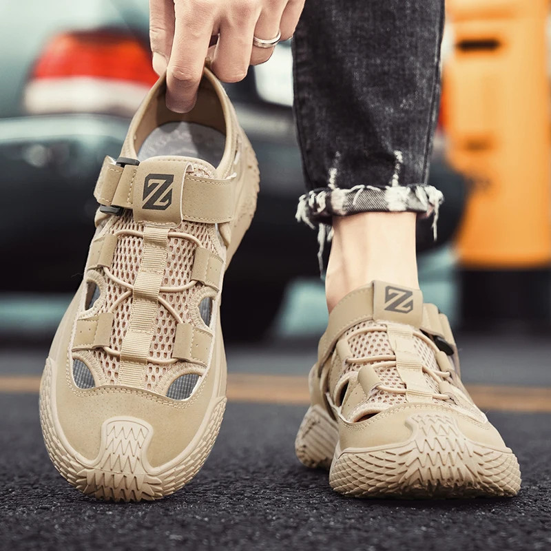 Mens Breathable Leather Hiking Shoes Lightweight Outdoor NonSlip Mesh Footwear For Comfortable Summ 3
