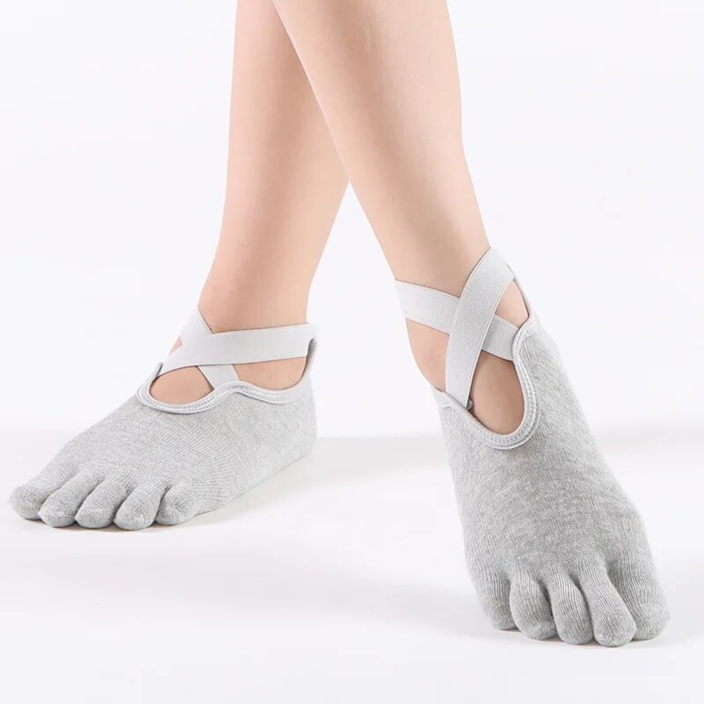 Comfortable Women Breathable Yoga Socks Five Toe Silicone NonSlip Bandage Pilates Socks For Ballet 2
